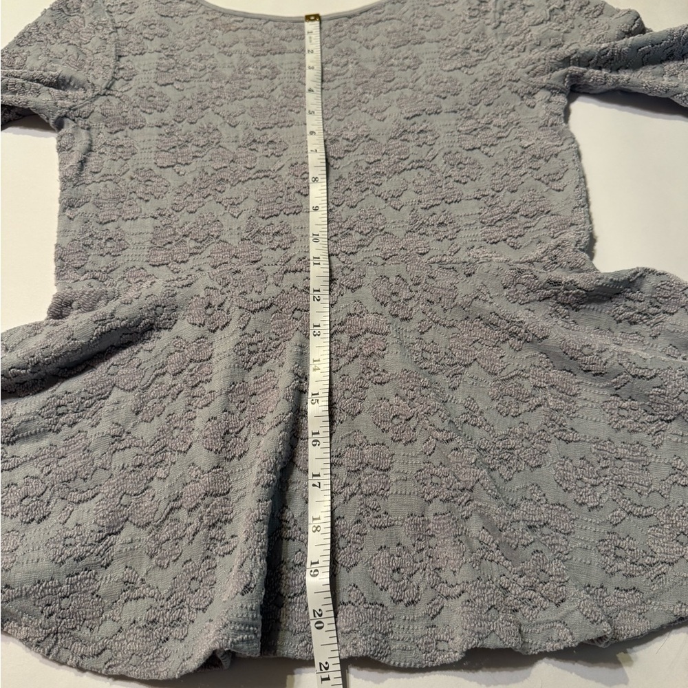 Free People Silver Second Chance Scoop Back Stretch Lace Peplum Blouse Low Back - Picture 5 of 8